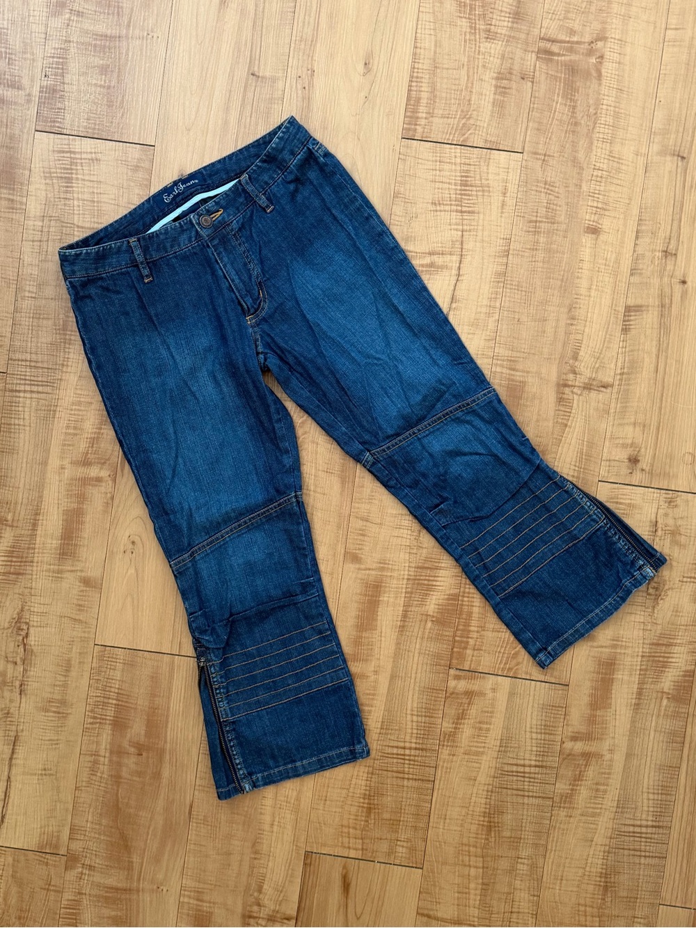 Earl Jeans Low Rise Capri Moto Blue Bootcut Very Soft Denim Jeans 26 Vintage Y2K